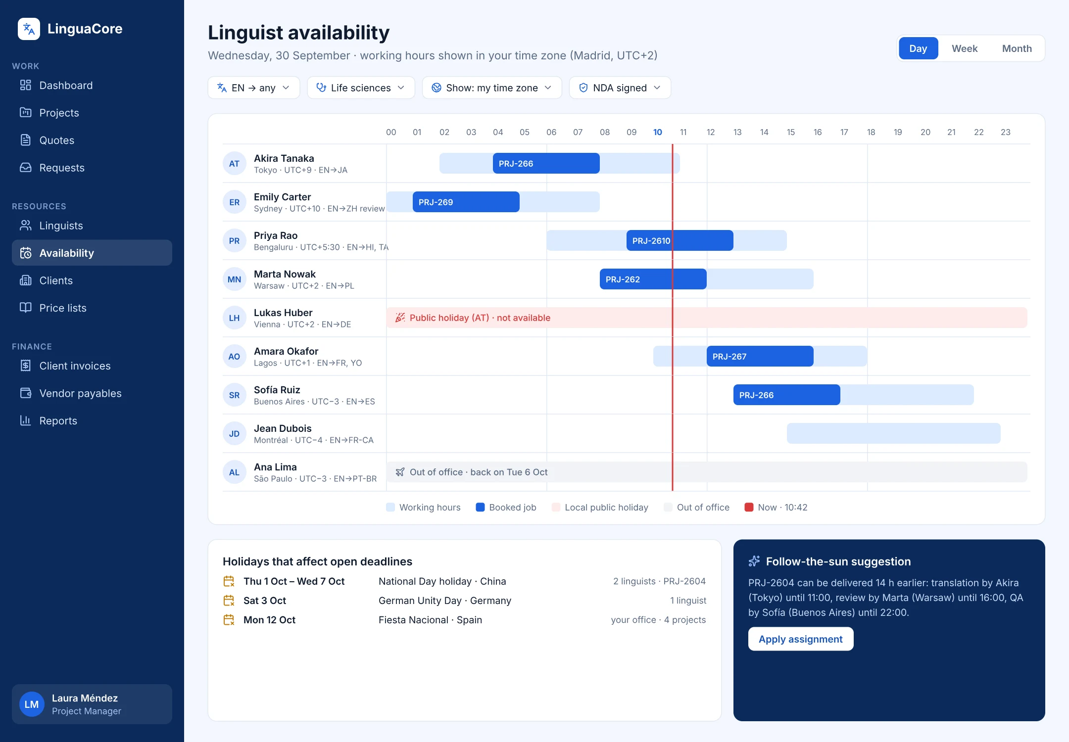 Availability calendar